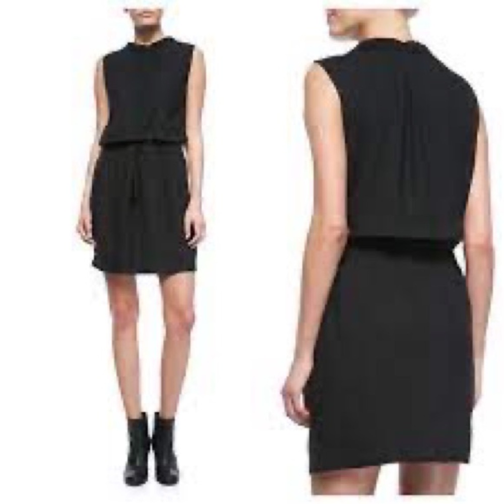 A.L.C. Black Common Blouson Top Drawstring Dress